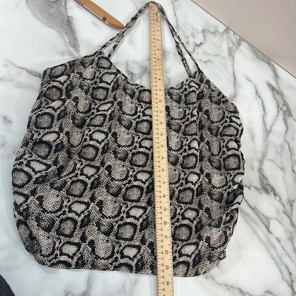 Good American Tank Top Womens 2 Black Cream Snakeskin Print‎ Ruched Medium - Picture 8 of 13